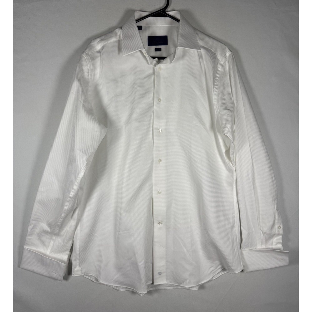 David Donahue Tuxedo Shirt Mens 16.5 34/35 White Trim Fit French Cuff EUC